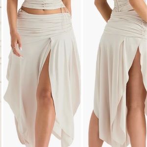 NWT House of CB Flowy Ruched Midi Kaira Skirt